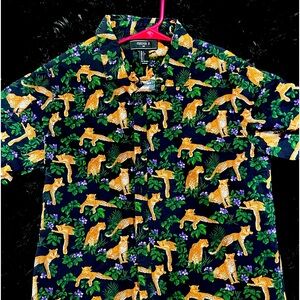 Foreve 21 animal print print button-down shirt with kitties
